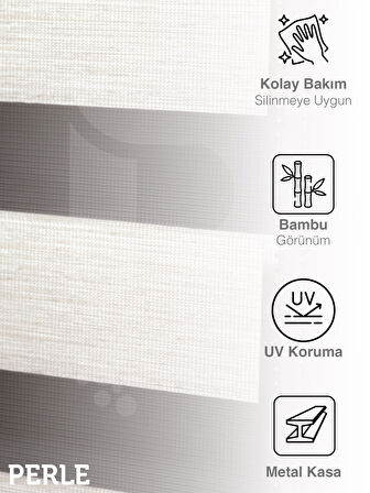 Perle Krem Renk Bambu Stor Zebra Perde Yüksek Kalite Alüminyum Kasa