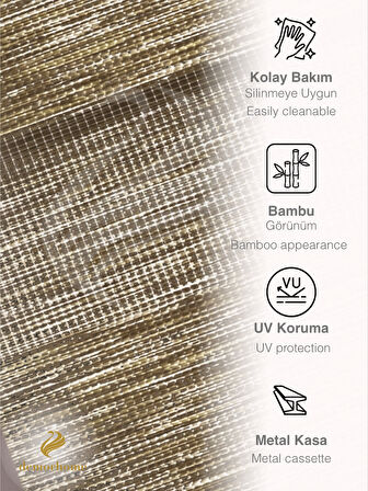 Demor Home Sütlü Kahve Bambu Zebra Yüksek Kalite Metal Kasa 