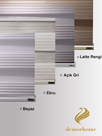 Demor Home Geniş Pliseli Beyaz Zebra Stor Güneşlik Perde Metal Kasa