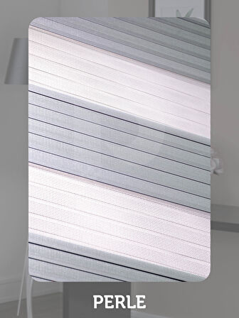 Perle Pliseli Açık Gri Renk Zebra Perde Yüksek Kalite Alüminyum Kasa