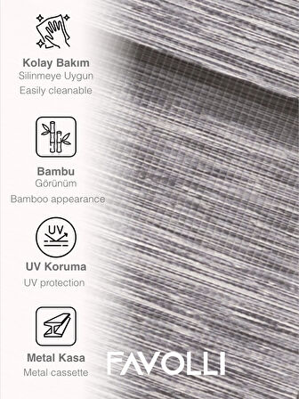 FAVOLLİ Açık Gri Eco Bambu Stor Zebra Perde A+ Kalite , Dayanıklı Alüminyum Kasa