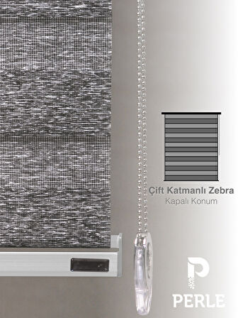 Perle Koyu Gri Renk Bambu Stor Zebra Perde Yüksek Kalite Alüminyum Kasa