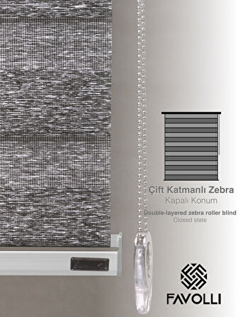FAVOLLİ Koyu Gri Eco Bambu Stor Zebra Perde A+ Kalite , Dayanıklı Alüminyum Kasa