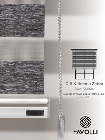 FAVOLLİ Koyu Gri Eco Bambu Stor Zebra Perde A+ Kalite , Dayanıklı Alüminyum Kasa