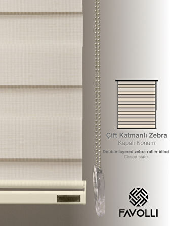 FAVOLLİ Krem Renk Eco Bambu Stor Zebra Perde A+ Kalite , Dayanıklı Alüminyum Kasa