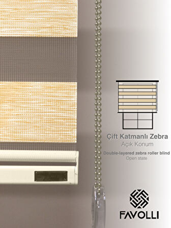 FAVOLLİ Fil Dişi Renk Eco Bambu Stor Zebra Perde A+ Kalite , Dayanıklı Alüminyum Kasa