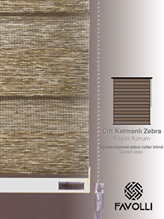 FAVOLLİ Vizon Renk Eco Bambu Stor Zebra Perde A+ Kalite , Dayanıklı Alüminyum Kasa