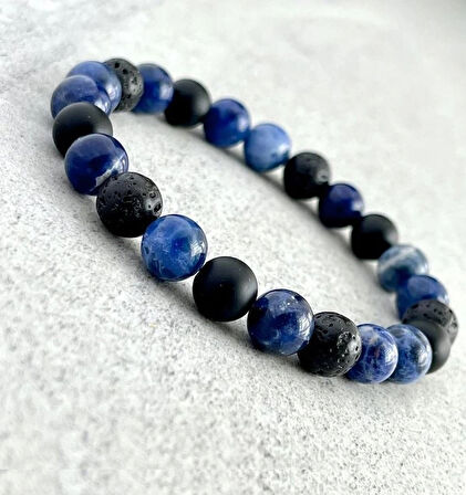 Alnis Atelier Sodalit, Lav Taşı ve Mat Oniks Doğal Taş Bileklik