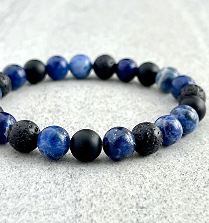 Alnis Atelier Sodalit, Lav Taşı ve Mat Oniks Doğal Taş Bileklik