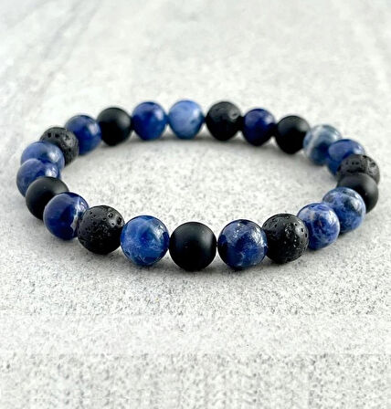 Alnis Atelier Sodalit, Lav Taşı ve Mat Oniks Doğal Taş Bileklik