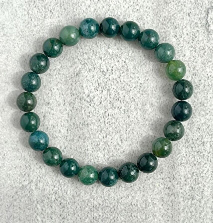 Alnis Atelier Yosunlu Akik Parlak Doğal Taş Bileklik