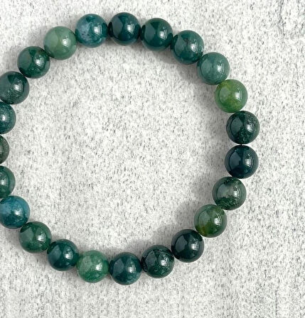 Alnis Atelier Yosunlu Akik Parlak Doğal Taş Bileklik