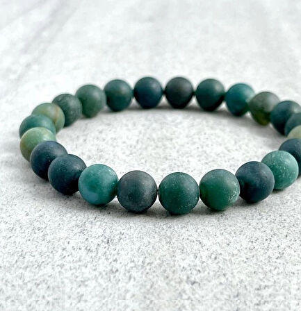 Alnis Atelier Yosunlu Mat Akik Doğal Taş Bileklik