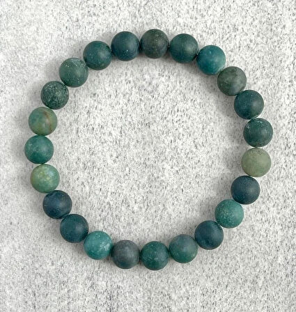 Alnis Atelier Yosunlu Mat Akik Doğal Taş Bileklik