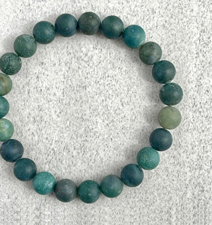 Alnis Atelier Yosunlu Mat Akik Doğal Taş Bileklik