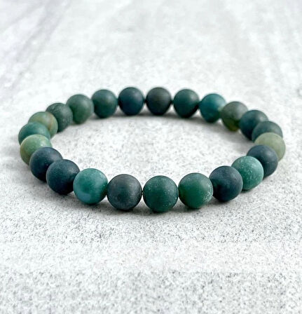 Alnis Atelier Yosunlu Mat Akik Doğal Taş Bileklik