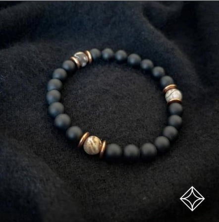 Alnis Atelier Jasper ve Mat Oniks Doğal Taş Erkek Bileklik | Gerçek Doğal Taş El Yapımı Minimal Şık Günlük Bileklik