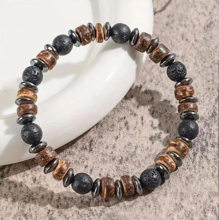Alnis Atelier Lav Taşı Doğal Taş Erkek Bileklik | Gerçek Doğal Taş El Yapımı Minimal Volkanik Taş Bileklik