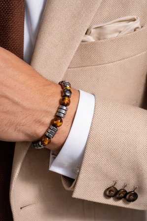 Alnis Atelier Kaplan Gözü ve Hematit Doğal Taş Bileklik