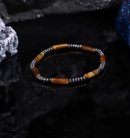 Alnis Atelier Kaplan Gözü Doğal Taş Bileklik | Gerçek Doğal Taş Unisex Kadın Erkek El Yapımı Minimal Bileklik
