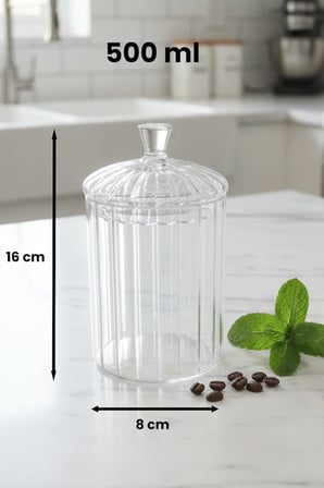 Averna Cam Saklama Kabı – Çay Kahve Bakliyat Kavanozu 500 ml-3 Adet