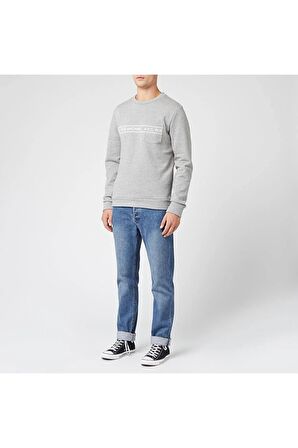 Erkek Gri Logo Print Sweatshirt