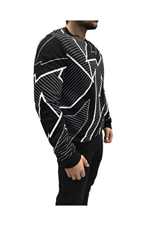 Erkek Siyah Baskılı Sweatshirt