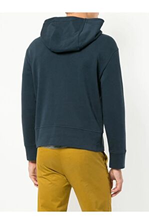 Erkek Lacivert Kare Yaka Uzun Kollu Cepli  Sweatshirt