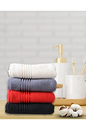 ( 4 Adet ) El Yüz Havlusu 50x90 Cm %100 Pamuk Yumuşak Havlu