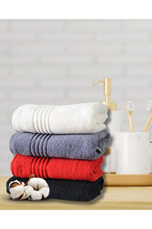 ( 4 Adet ) El Yüz Havlusu 50x90 Cm %100 Pamuk Yumuşak Havlu