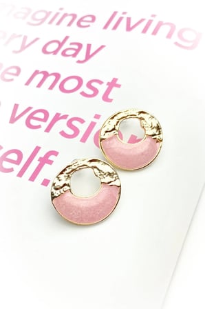 Pembe Gold Renk Daire Küpe