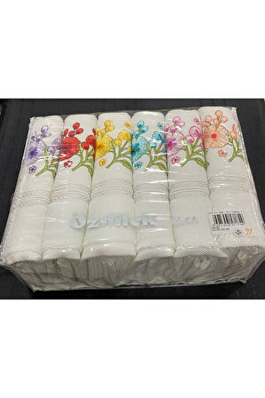 Özdilek 6 ADET Nakışlı 50X90 cm Çeyizlik El Yüz Havlusu
