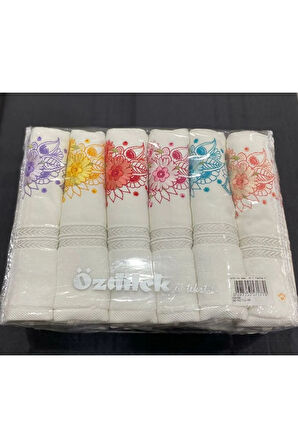 Özdilek 6 ADET Nakışlı 50X90 cm Çeyizlik El Yüz Havlusu