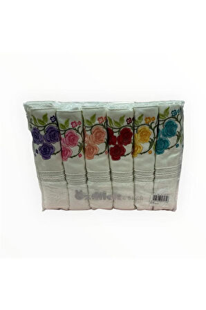 Özdilek 6 ADET Nakışlı 50X90 cm Çeyizlik El Yüz Havlusu