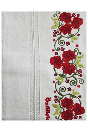 Özdilek 6 ADET Nakışlı 50X90 cm Çeyizlik El Yüz Havlusu