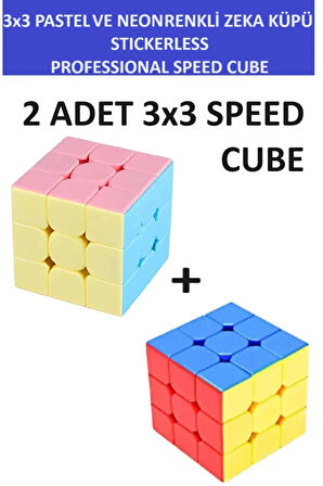 2 Adet 3x3  Zeka Sabır Küpü Neon Ve Pastel Renkli Profesyonel Speed Cube