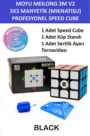 MOYU 3M V2 3x3 MIKNATISLI BLACK SERİ Manyetik Zeka Küpü - Profesyonel Speed Cube - Sabır Küpü -