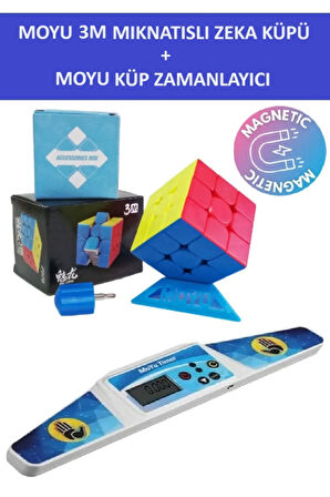 Moyu 3m Profesyonel Speed Cube Ve Moyu Küp Zamanlayıcı Seti-3x3 Rubik Zeka Küpü Ve Zamanlayıcı