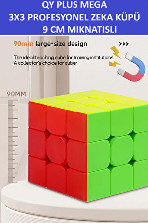 Qy Plus Mega 9 Cm Mıknatıslı Profesyonel Speed Cube - 3x3 Zeka Küpü - Sabır Küpü -