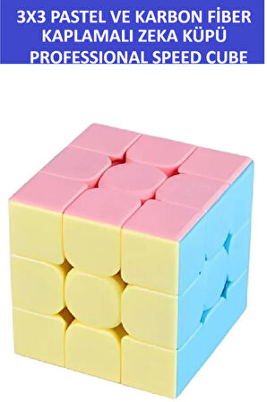 2 Adet 3x3 Zeka Sabır Küpü Karbon Fiber ve Pastel Renkli Profesyonel Speed Cube