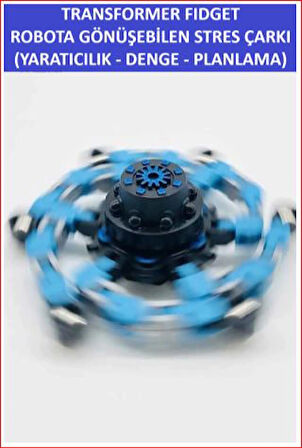 DÖNÜŞTÜRÜLEBİLİR ROBOTİK STRES ÇARKI - ROBOTIC FIDGET SPINNER -RENK:MAVİ