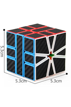 3x3 SQUARE ONE KARBON FIBER  STICKERLI PROFESYONEL SPEED CUBE -RUBİK 3X3 ZEKA SABIR KÜPÜ -