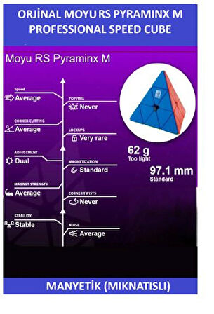 MOYU RS PYRAMINX MIKNATISLI PROFESYONEL SPEED CUBE-3X3 ZEKA KÜPÜ-SABIR KÜPÜ-WCA TURNUVA KÜPÜ