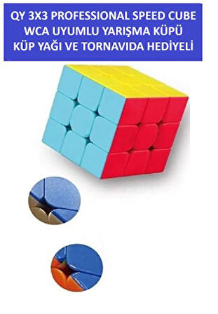 QY 3X3 PROFESYONEL SPEED CUBE -RUBIK 3X3 ZEKA SABIR KÜPÜ- KÜP YAĞI VE TORNAVIDA HEDIYELI