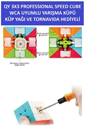 QY 3X3 PROFESYONEL SPEED CUBE -RUBIK 3X3 ZEKA SABIR KÜPÜ- KÜP YAĞI VE TORNAVIDA HEDIYELI
