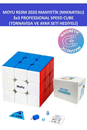 3x3 Mıknatıslı Manyetik Zeka Küpü - Moyu Rs3m Profesyonel Speed Cube - 3x3  Zeka Sabır Küpü -