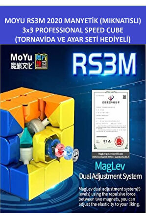 3x3 Mıknatıslı Manyetik Zeka Küpü - Moyu Rs3m Profesyonel Speed Cube - 3x3  Zeka Sabır Küpü -