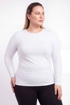 Özel Seri Kadın Büyük Beden Bisiklet Yaka Uzun Kollu Body Mevsimlik Parça Rahat