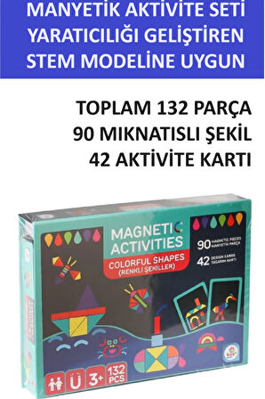 MANYETİK RENKLER VE ŞEKİLLER YARATICI AKTİVİTE SETİ (STEM MODELİNE UYGUN) 132 PARÇA