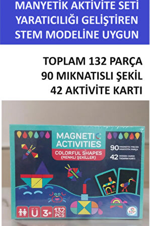 MANYETİK RENKLER VE ŞEKİLLER YARATICI AKTİVİTE SETİ (STEM MODELİNE UYGUN) 132 PARÇA